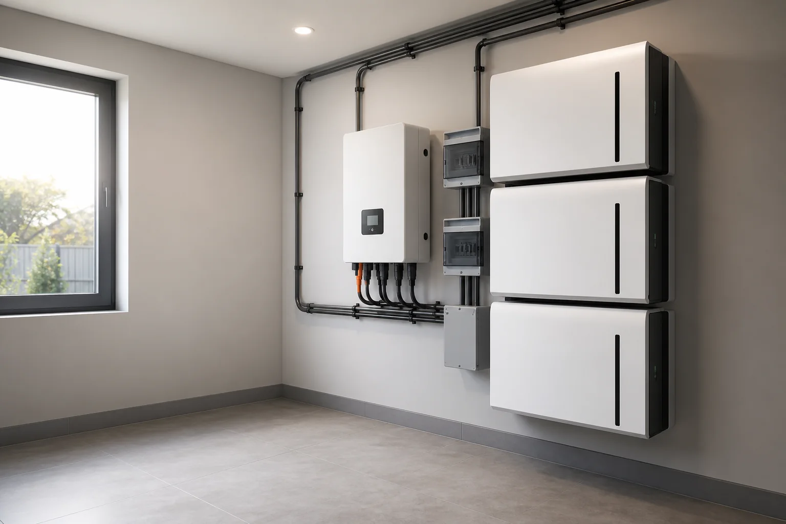 Sistem modular de baterii și invertor hibrid într-o locuință — imagine ilustrativă